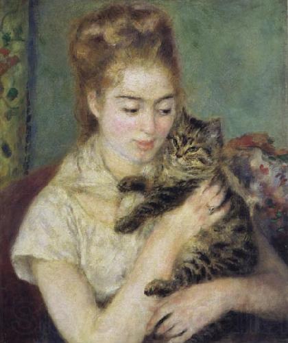 Pierre Renoir Woman with a Cat Norge oil painting art